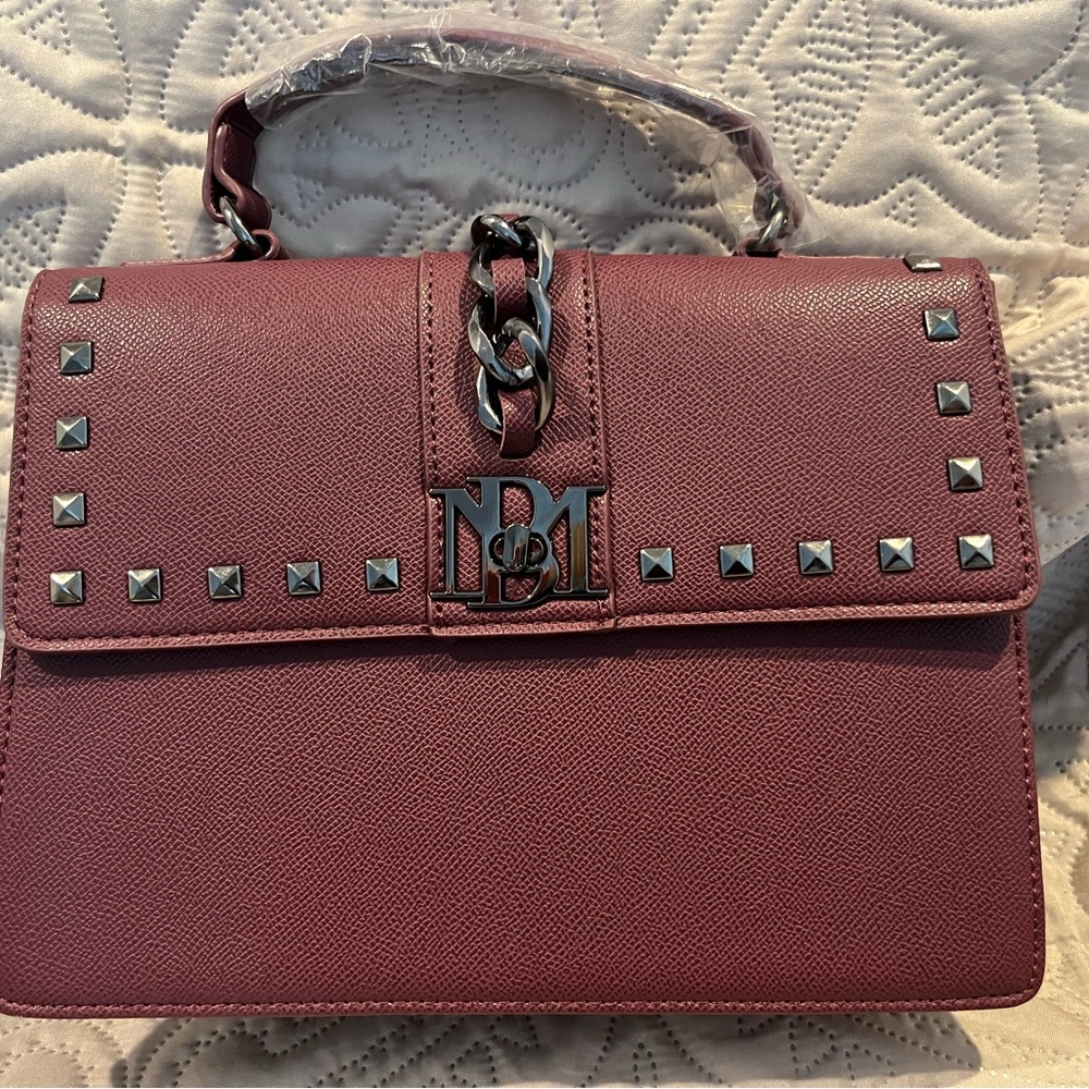 Badgley Mischka Plum Studded Women's Bag